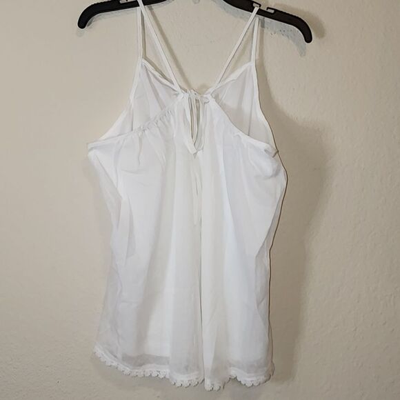 Doe & Rae Womens Layered flowered Hem Top with lining fun tie on back Large NWOT - Picture 3 of 4